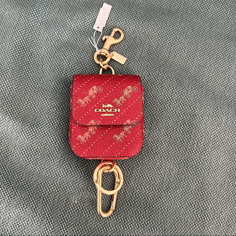 Coach Red Quilted Key & Card Holder